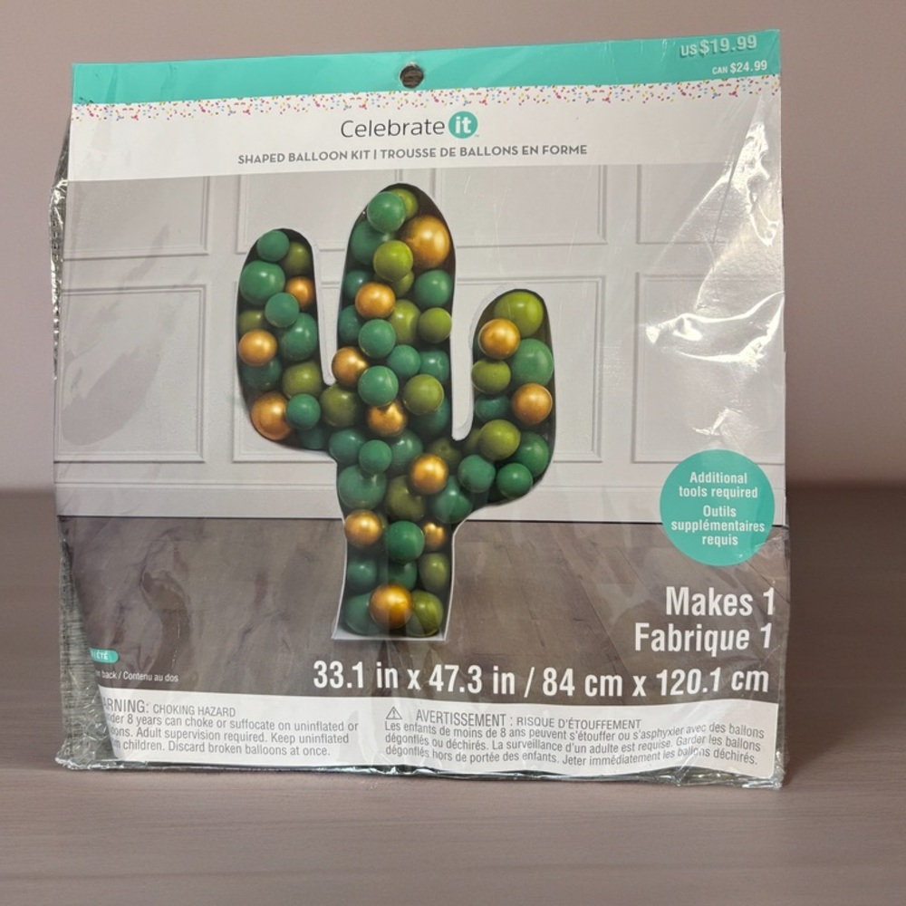 Celebrate It Green and Gold Cactus Balloon Kit